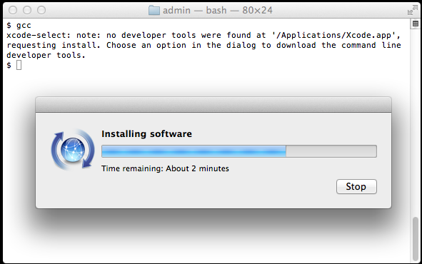 installing command line tools for xcode stuck